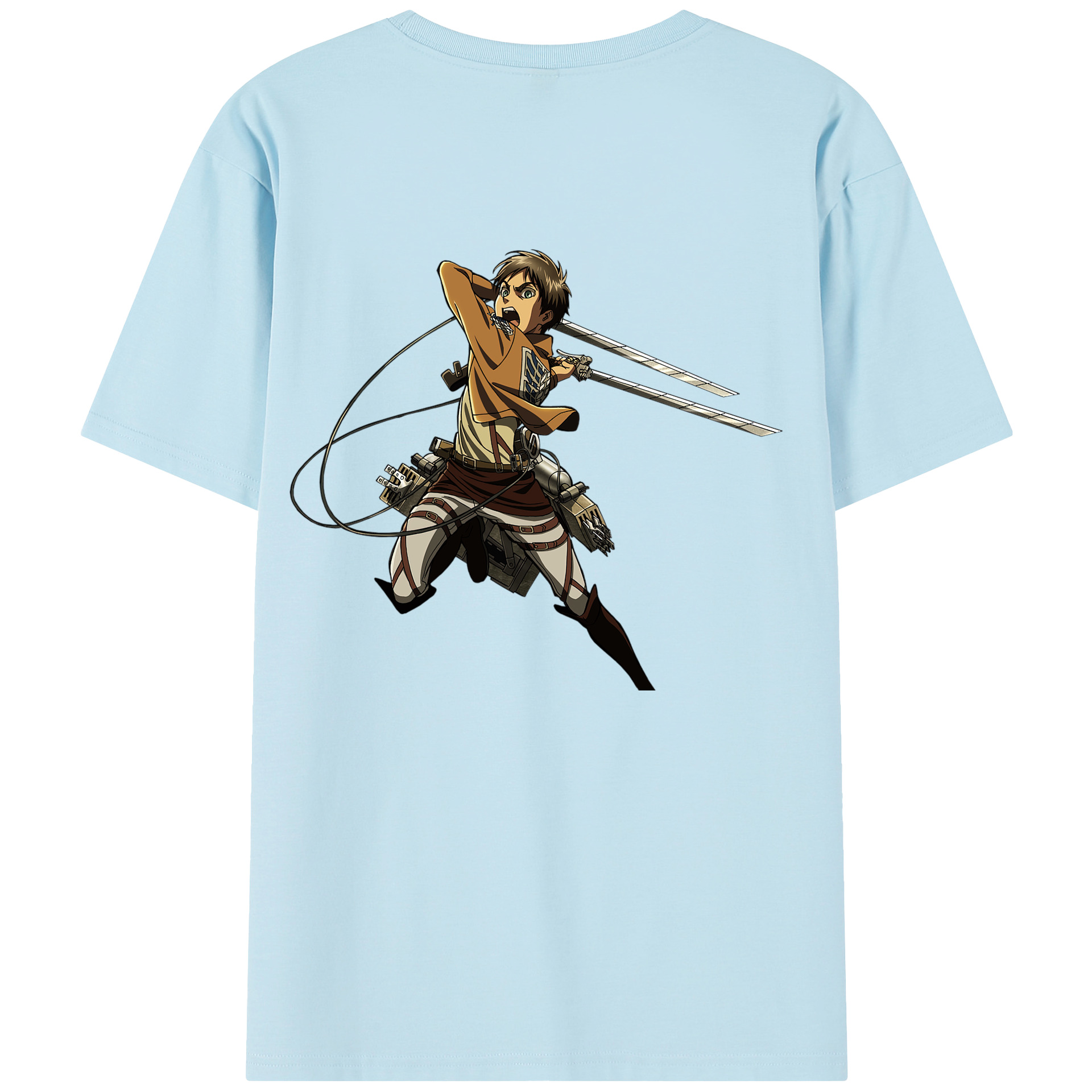 （画像用） 進撃の巨人 エレン･イェーガー Attack on Titan Eren Jäger 綿100％半袖Tシャツ（背面プリント）